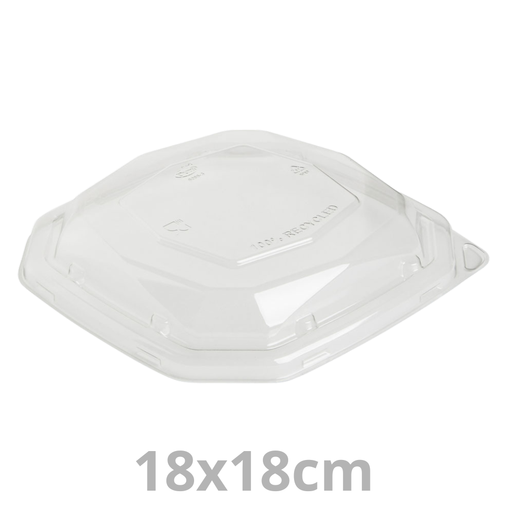 Couvercle rPET pour saladier octogonal laminé BAGASSE 18x18cm 6x50pcs